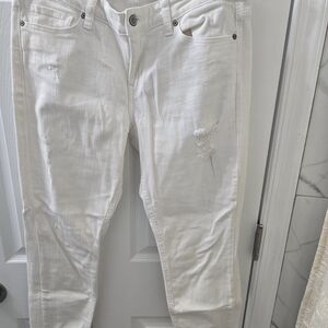 Eunina Women's Cream Distressed Skinny Jeans